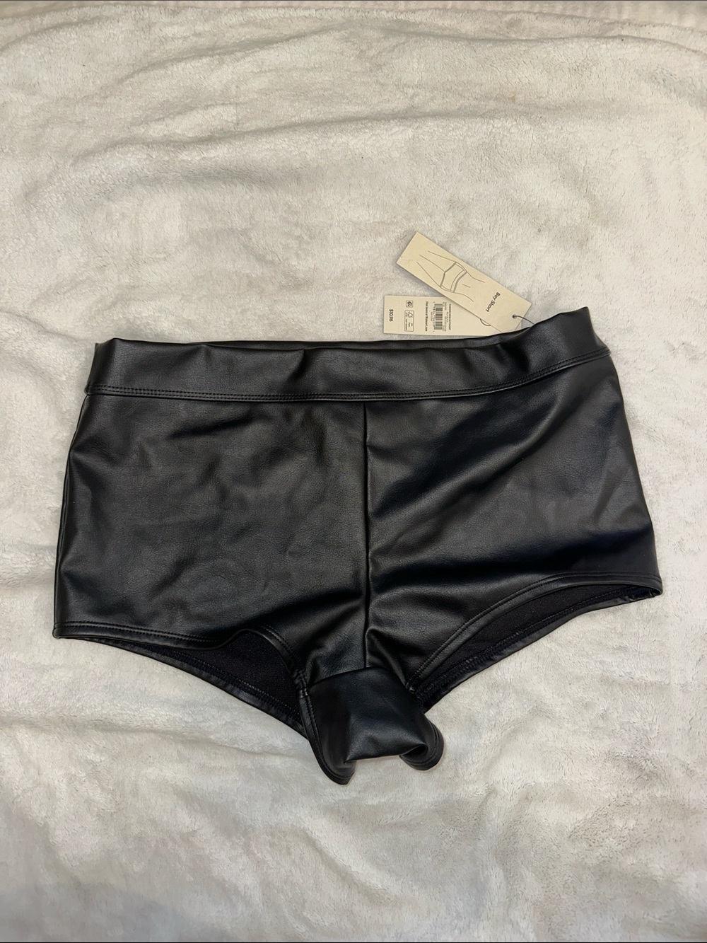 No Boundaries Black Faux Leather Bike Shorts